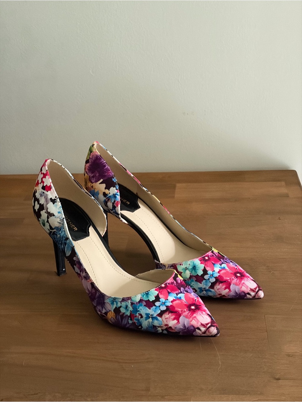Marc Fisher Meryl Pointed Toe D'Orsay Floral Print Stiletto Pumps 9.5M